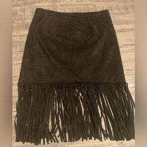 NWT Chelsea & Theodore Faux Suede Skirt with Frills, Black, Medium, 16.5” Waist